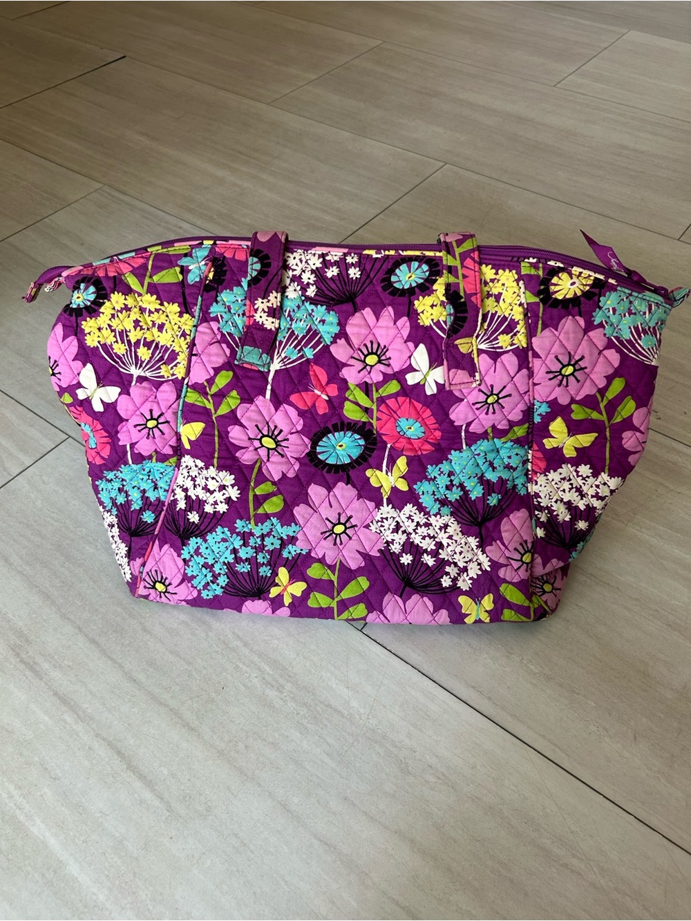 Vera Bradley Purple Multicolor Quilted Floral Tote